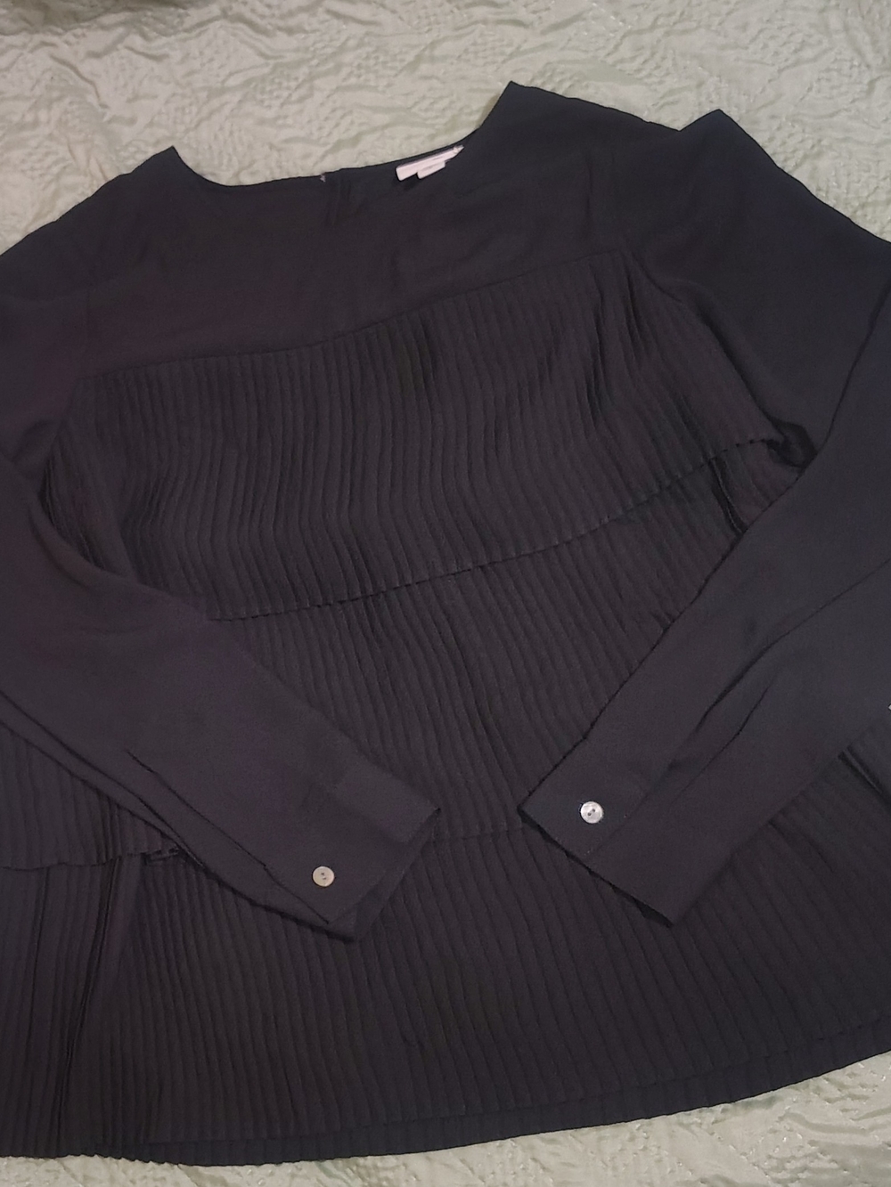 J. Jill Black Long-Sleeve Pleated Front Top
